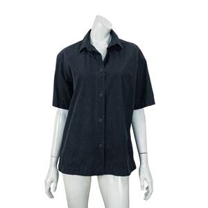 STUDIO NICHOLSON Piero short Sleeve Button up shirt dark Navy cotton 1